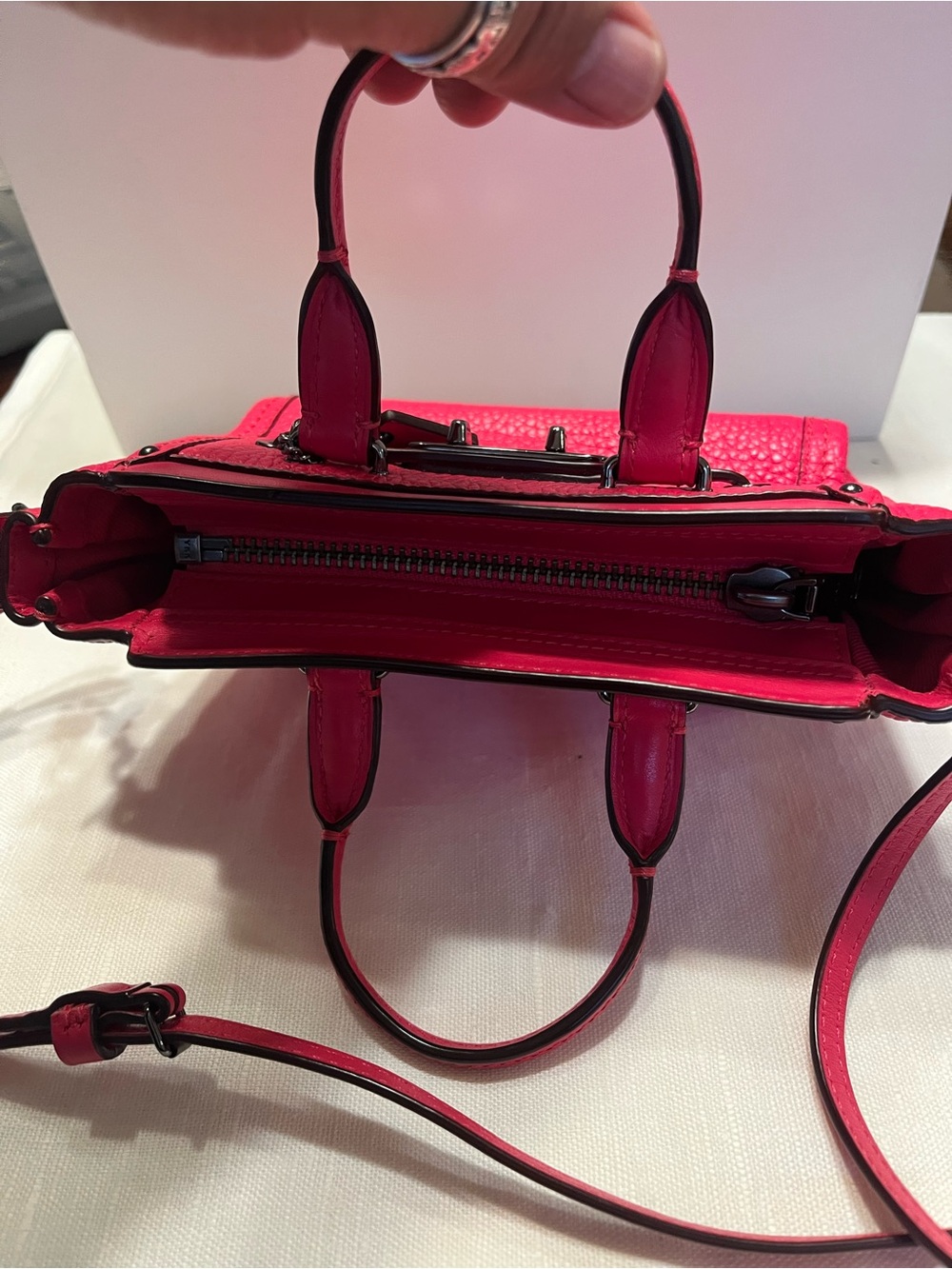 Coach Pebbled Leather Satchel in Hot Pink - Picture 4 of 10